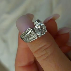 Gorgeous Sterling Silver 3.5 Carot Engagement Ring Size 6